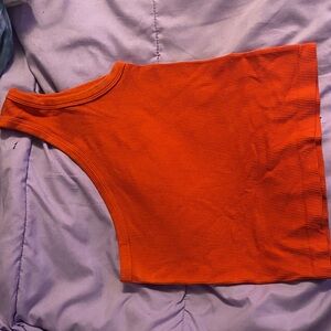 Orange One-Shoulder Ribbed Top